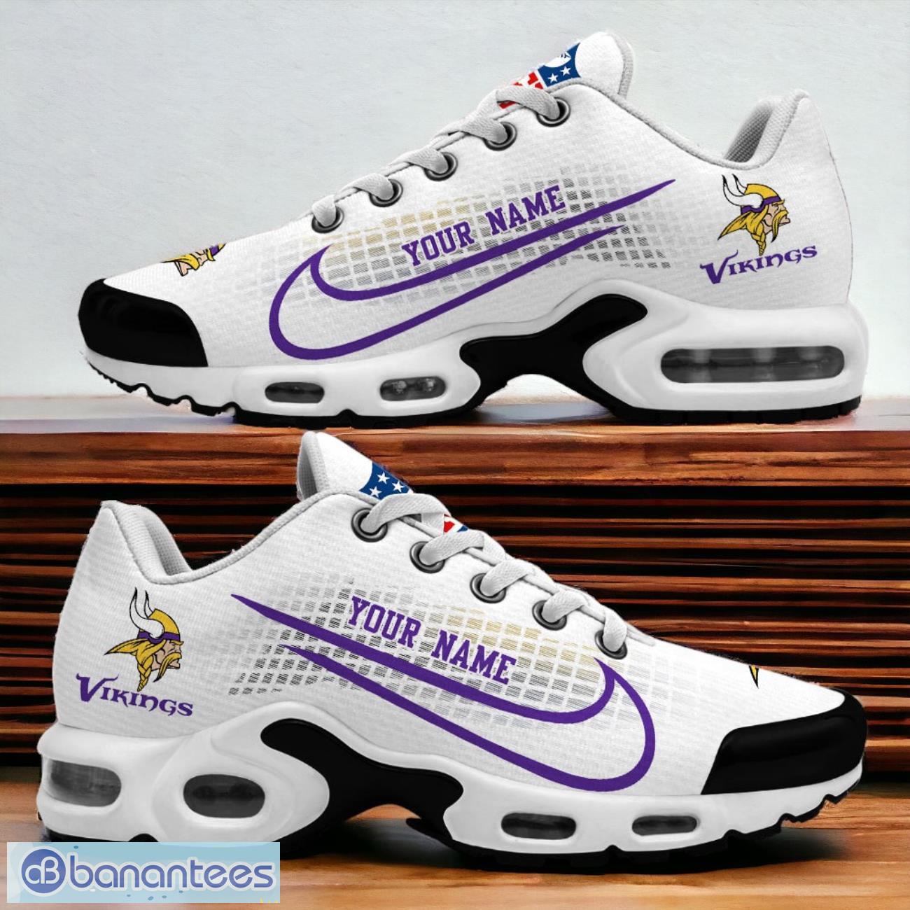 Minnesota Vikings NFL White Air Max Plus Shoes Custom Name For Fans Product Photo 1