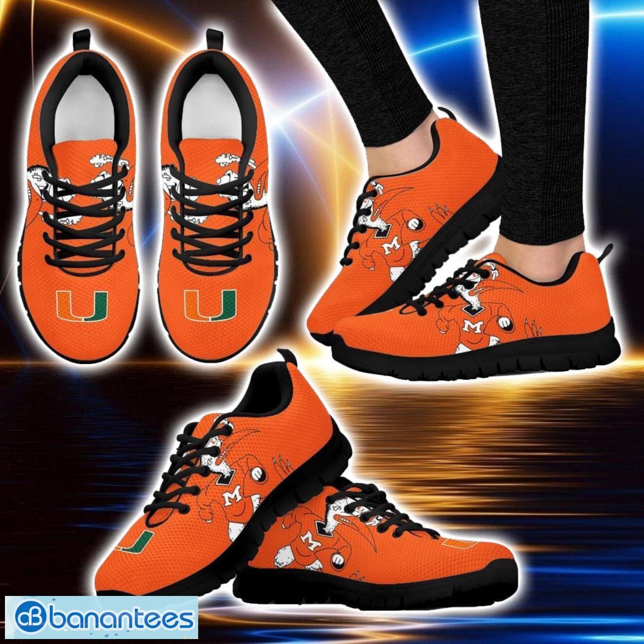 ncaa miami hurricanes sneakers running shoes for men and women sport team gift 1 image NCAA Miami Hurricanes Sneakers Running Shoes For Men And Women Sport Team Gift Product Photo 2