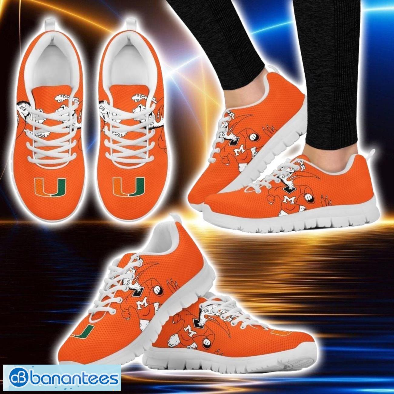 ncaa miami hurricanes sneakers running shoes for men and women sport team gift image NCAA Miami Hurricanes Sneakers Running Shoes For Men And Women Sport Team Gift Product Photo 1