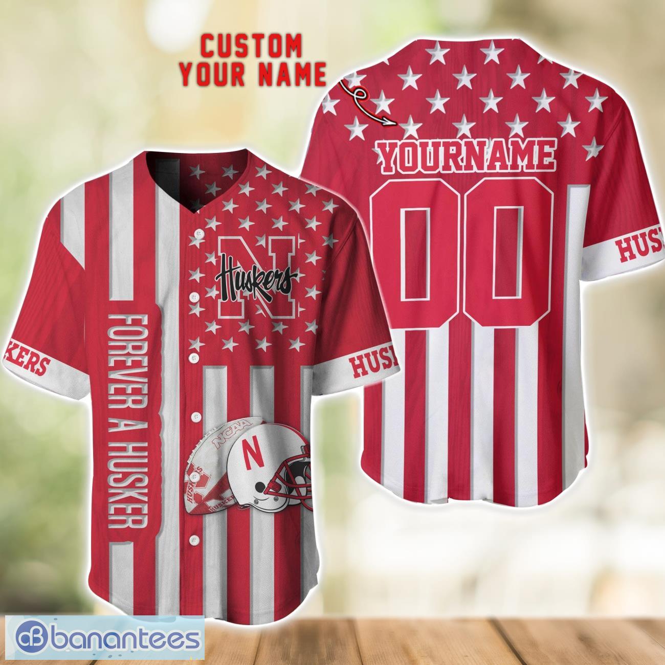 nebraska cornhuskers custom name and number ncaa baseball jersey shirt image Nebraska Cornhuskers Custom Name and Number NCAA Baseball Jersey Shirt Product Photo 1