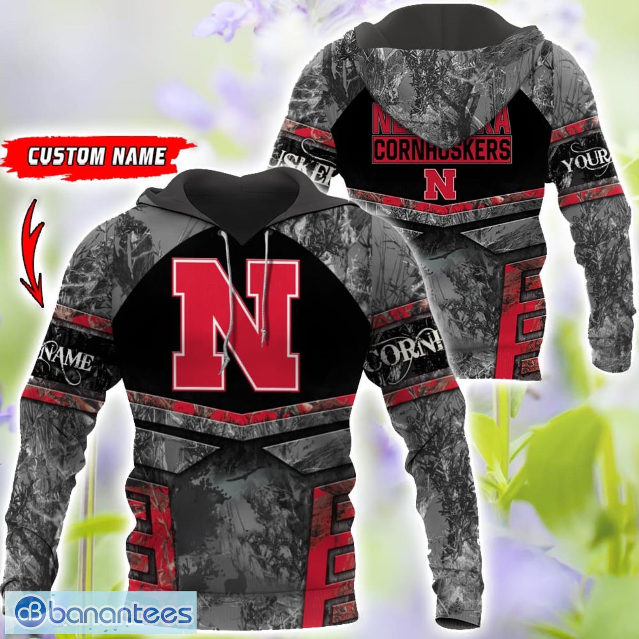 nebraska cornhuskers grey black hunting 3d t shirt hoodie sweatshirt zip hoodie custom name image Nebraska Cornhuskers Grey Black Hunting 3D T-Shirt Hoodie Sweatshirt Zip Hoodie Custom Name Product Photo 1