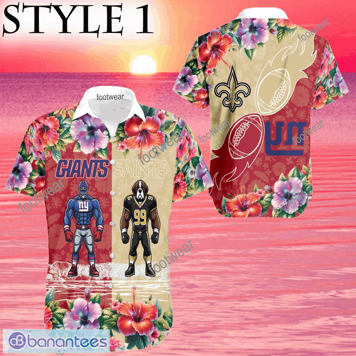 New York Giants VS NFL New Orleans Saints Mascot Unique New Aloha Hawaiian Shirt Gift For Fans - Mascot NFL New York Giants VS NFL New Orleans Saints Style 1 3D Hawaiian Shirt