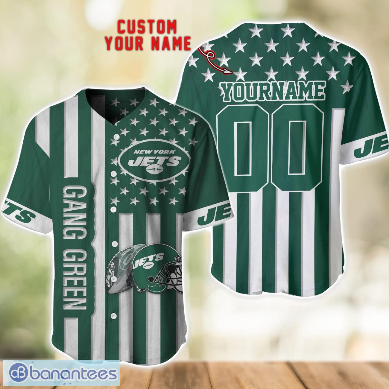 new york jets custom name and number baseball jersey shirt image New York Jets Custom Name and Number Baseball Jersey Shirt Product Photo 1
