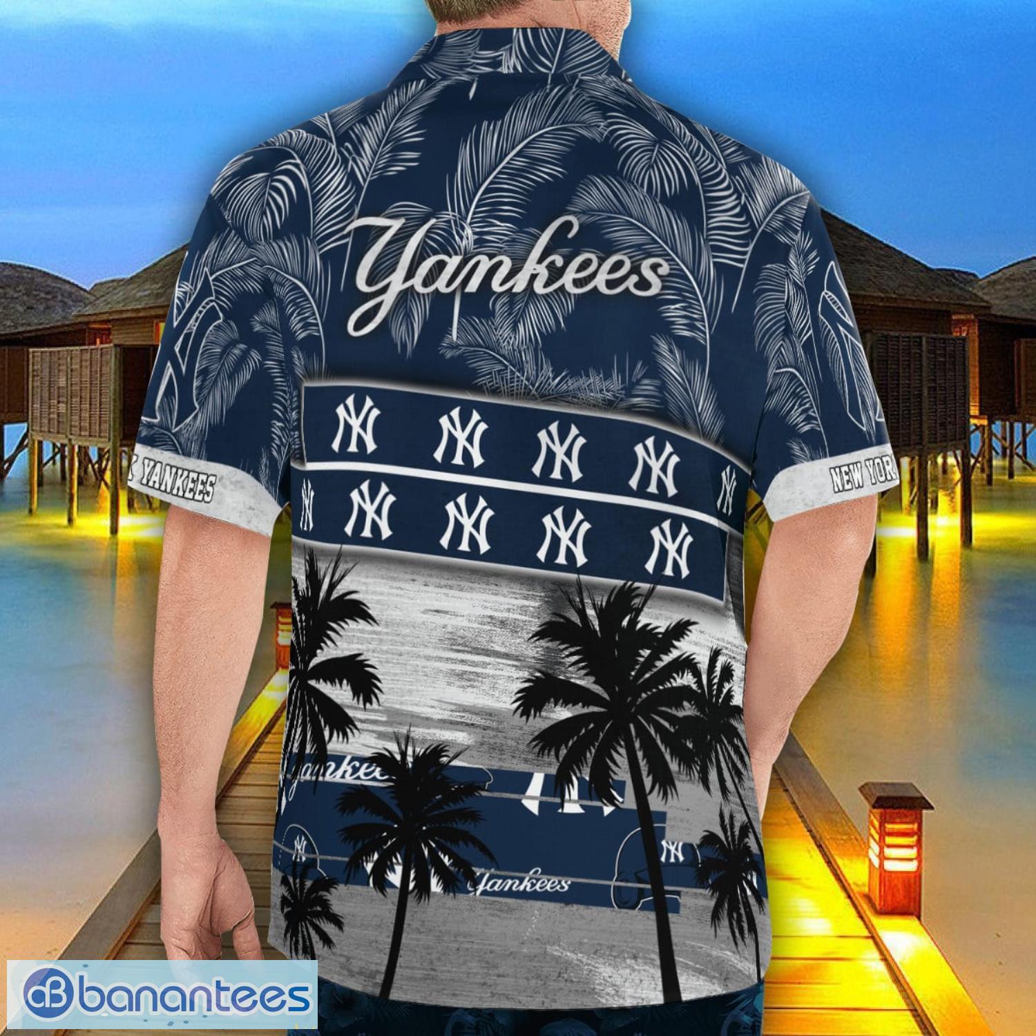 new york yankees logo team tropical coconut hawaii shirt for men and women 1 image New York Yankees Logo Team Tropical Coconut Hawaii Shirt For Men And Women Product Photo 2