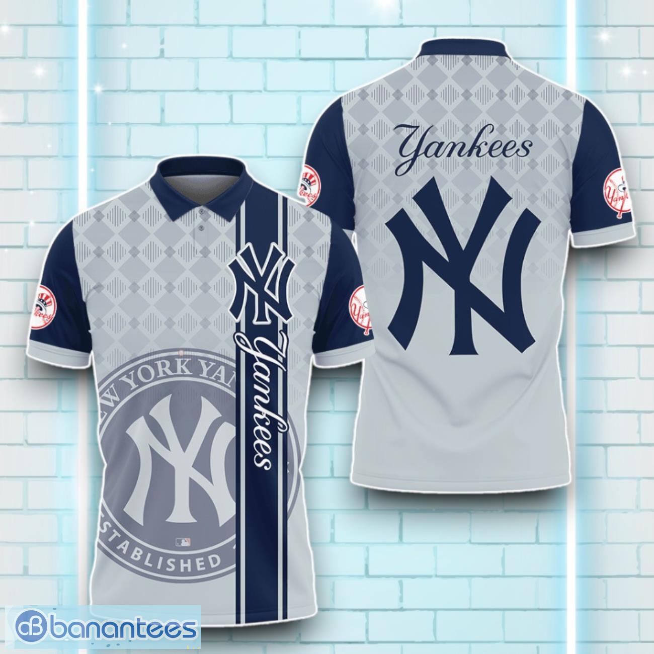 new york yankees mlb vertical team name team logo 3d polo shirt special edition for men women image New York Yankees MLB Vertical Team Name Team Logo 3D Polo Shirt Special Edition For Men Women Product Photo 1