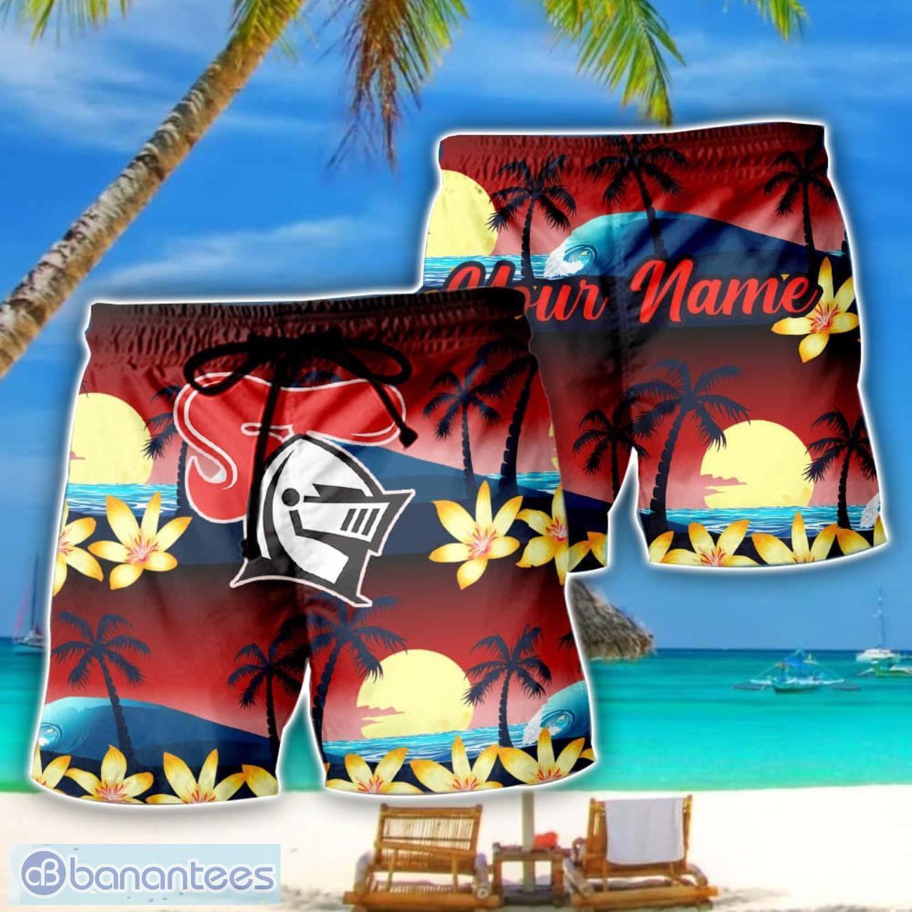 newcastle knights nrl beach shorts personalized name image Newcastle Knights NRL Beach Shorts Personalized Name Product Photo 1