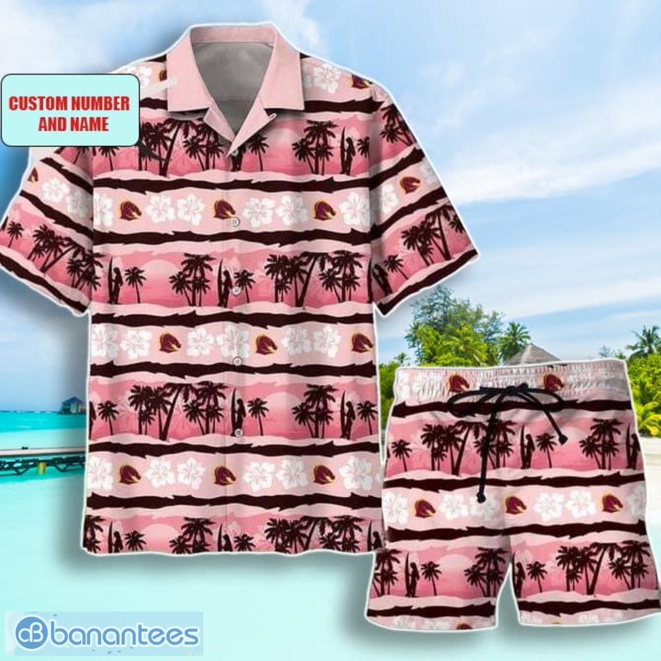 NRL Brisbane Broncos Combo Hawaiian Shirt And Shorts Custom Number And Name Trendy Combo For Fans Product Photo 1
