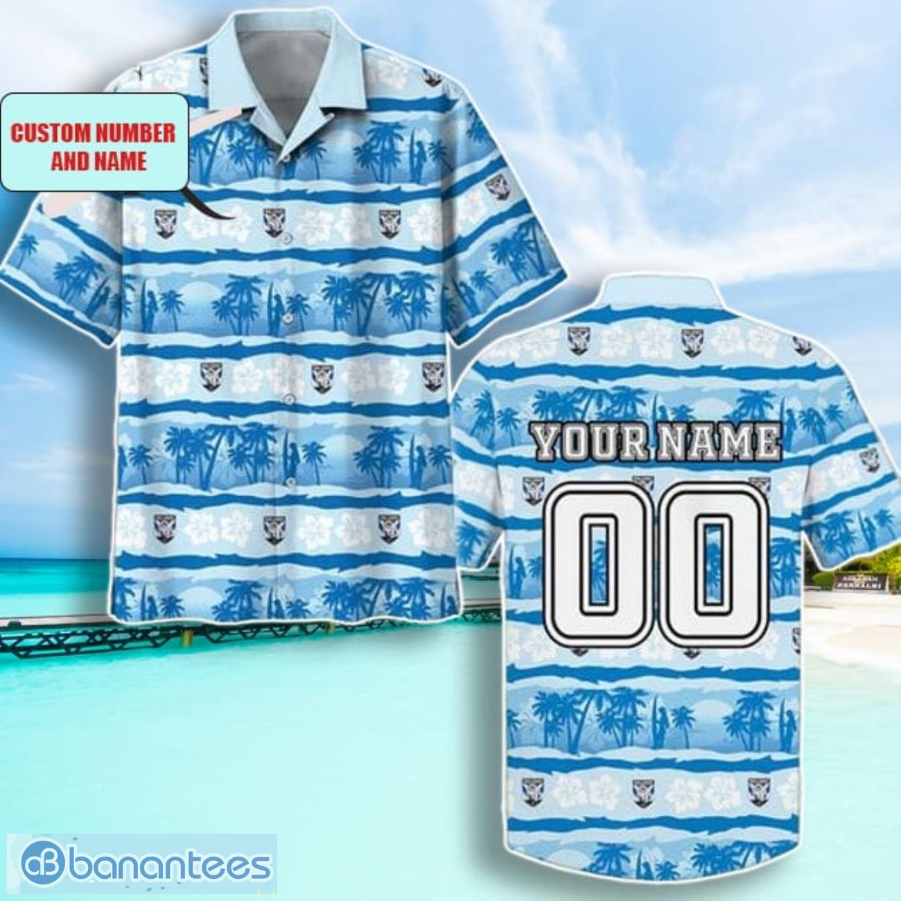 nrl canterbury bankstown bulldogs combo hawaiian shirt and shorts custom number and name trendy combo for fans 1 image NRL Canterbury-Bankstown Bulldogs Combo Hawaiian Shirt And Shorts Custom Number And Name Trendy Combo For Fans Product Photo 2
