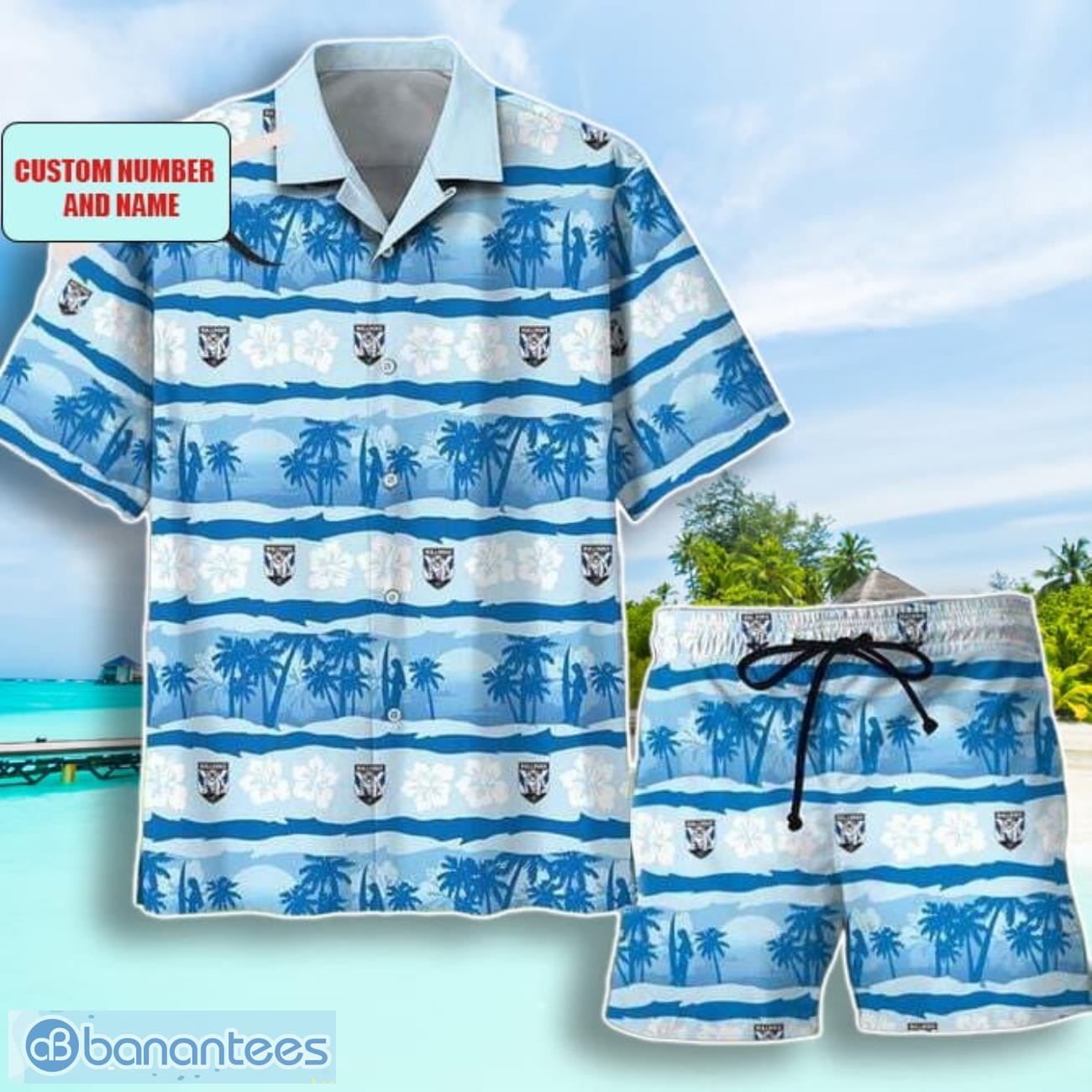 NRL Canterbury-Bankstown Bulldogs Combo Hawaiian Shirt And Shorts Custom Number And Name Trendy Combo For Fans Product Photo 1