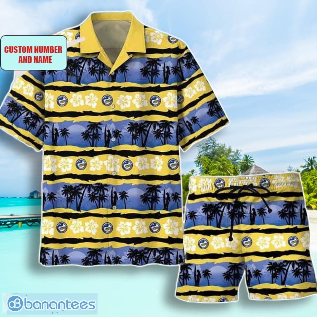 NRL Parramatta Eels Combo Hawaiian Shirt And Shorts Custom Number And Name Trendy Combo For Fans Product Photo 1