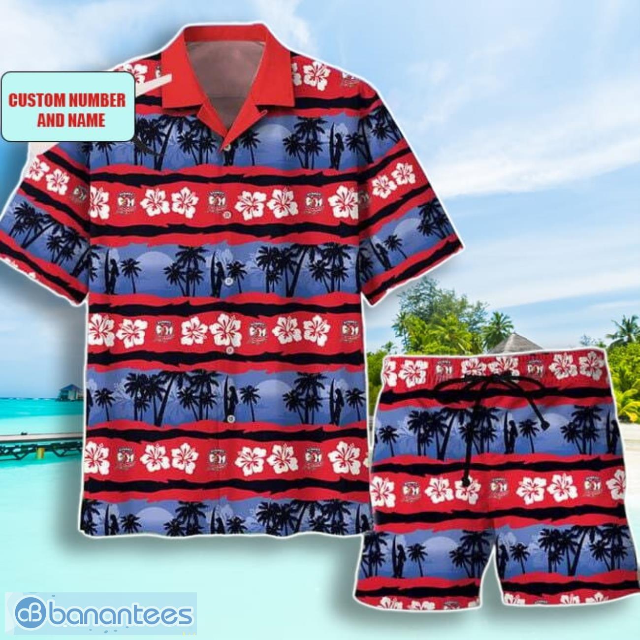 NRL Sydney Roosters Combo Hawaiian Shirt And Shorts Custom Number And Name Trendy Combo For Fans Product Photo 1