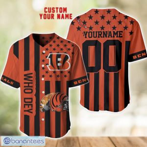Cincinnati Bengals Custom Name and Number Baseball Jersey Shirt Product Photo 1