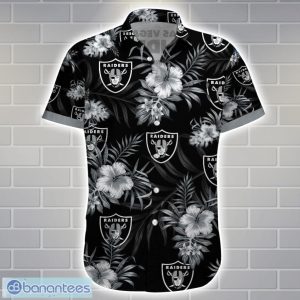 Las Vegas RaidersTeam Logo Tropical 3D Hawaiian Shirt Big Fans Gift Product Photo 2