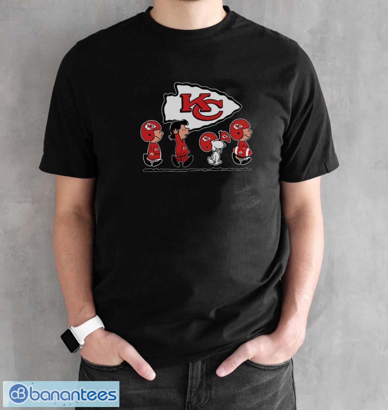 official snoopy and friends kansas city chiefs shirt 1 image Official Snoopy And Friends Kansas City Chiefs Shirt - Black Unisex T-Shirt