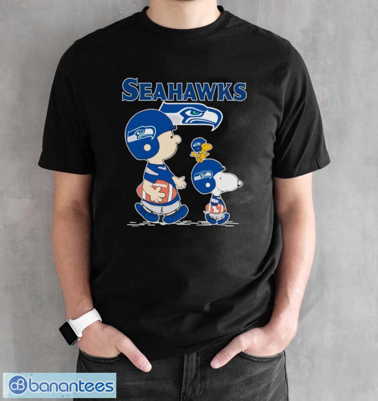 original seattle seahawks lets play football together snoopy charlie brown and woodstock shirt 1 image Original seattle Seahawks Let’s Play Football Together Snoopy Charlie Brown And Woodstock Shirt - Black Unisex T-Shirt