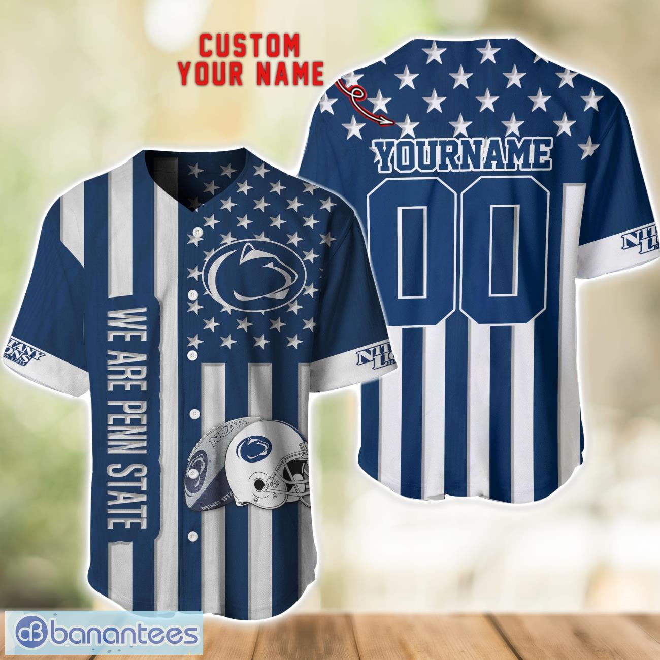 penn state nittany lions custom name and number ncaa baseball jersey shirt image Penn State Nittany Lions Custom Name and Number NCAA Baseball Jersey Shirt Product Photo 1