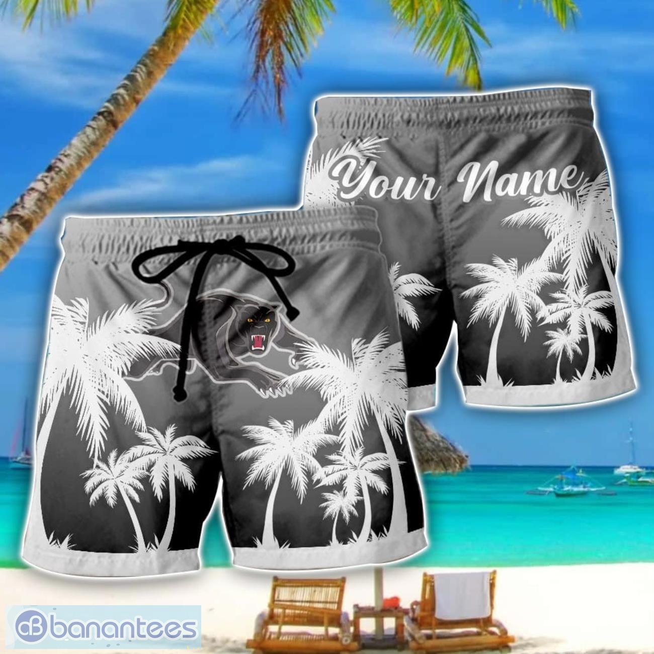 penrith panthers nrl beach shorts custom name image Penrith Panthers NRL Beach Shorts Custom Name Product Photo 1