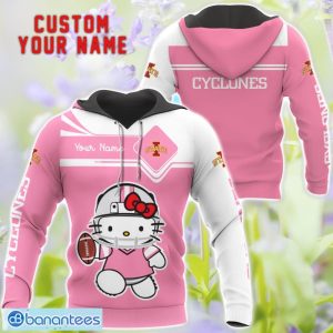 Cute Gift For NCAA Iowa State Cyclones Hello Kitty 3D T-Shirt Sweatshirt Hoodie Custom Name Product Photo 1