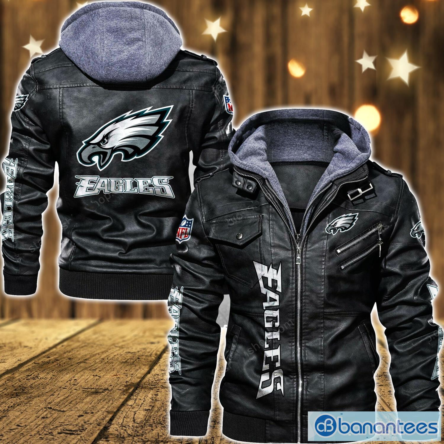 philadelphia eagles logo team 2d leather jacket gift for men fathers day gift image Philadelphia Eagles Logo team 2D Leather Jacket Gift For Men Father's Day Gift Product Photo