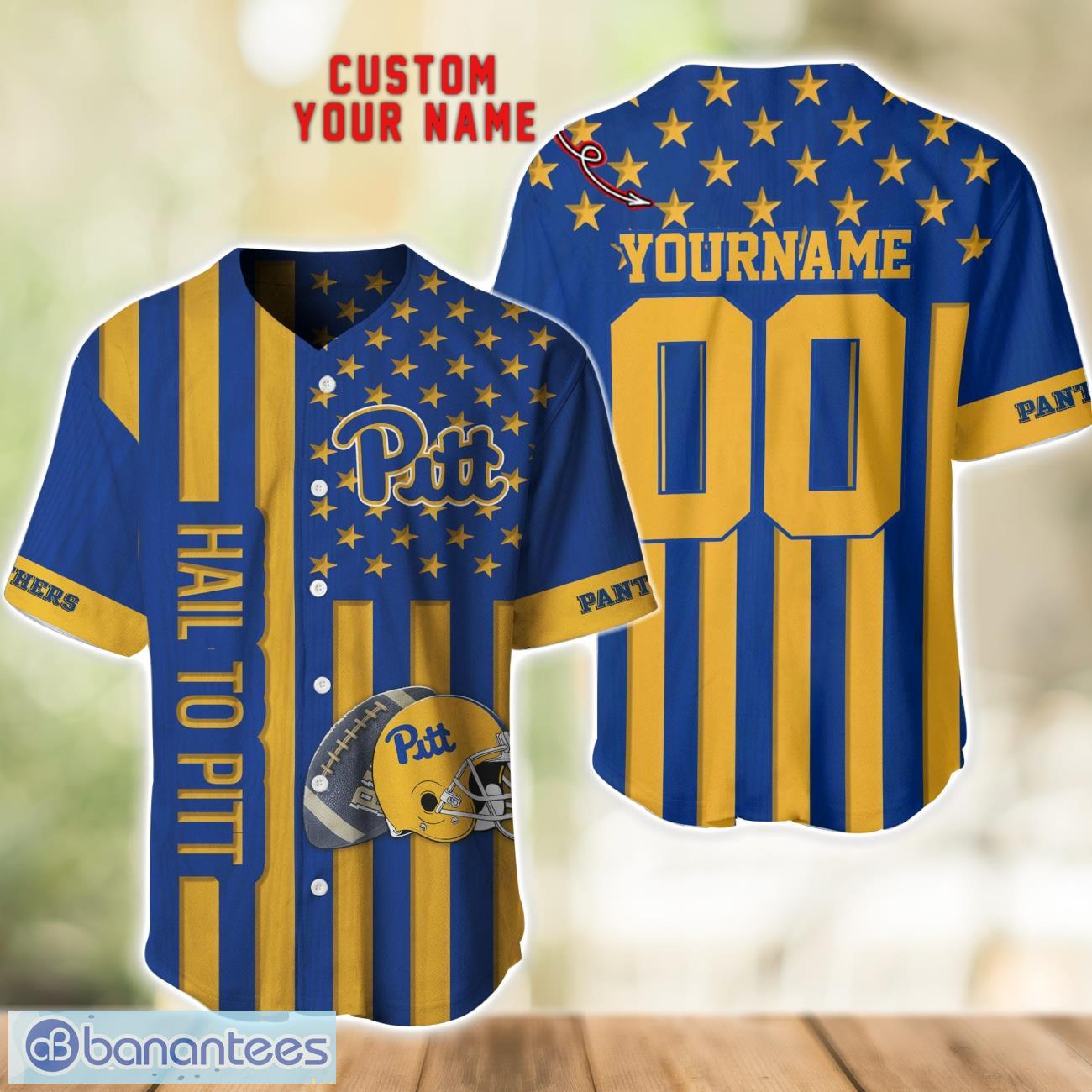pittsburgh panthers custom name and number ncaa baseball jersey shirt image Pittsburgh Panthers Custom Name and Number NCAA Baseball Jersey Shirt Product Photo 1