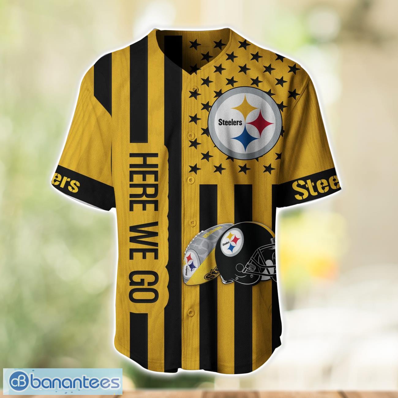 pittsburgh steelers custom name and number baseball jersey shirt 1 image Pittsburgh Steelers Custom Name and Number Baseball Jersey Shirt Product Photo 2