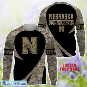 Nebraska Cornhuskers 3D Hoodie T-Shirt Sweatshirt Camo Pattern Veteran Custom Name Gift For Father's day Product Photo 3