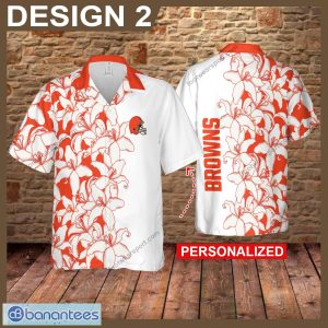 Custom Name NFL Cleveland Browns Tropic AOP Hawaiian Shirt Flower For Men And Women - NFL Cleveland Browns 3D Hawaiian Shirt Flower Custom Name Style 2