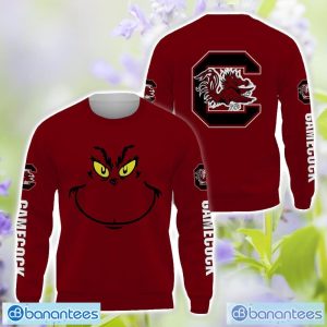 South Carolina Gamecocks Grinch Face All Over Printed 3D TShirt Sweatshirt Hoodie Unisex For Men And Women Product Photo 2