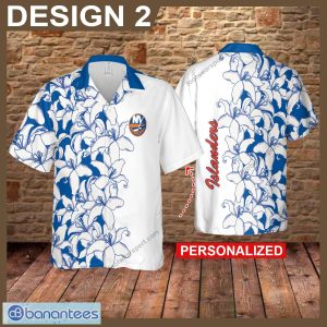 Custom Name NHL New York Islanders Vintage New Beach Hawaiian Shirt Flower Gift For Fans - NHL New York Islanders 3D Hawaiian Shirt Flower Custom Name Style 2