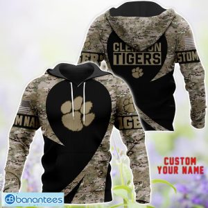 Clemson Tigers 3D Hoodie T-Shirt Sweatshirt Camo Pattern Veteran Custom Name Gift For Father's day Product Photo 3
