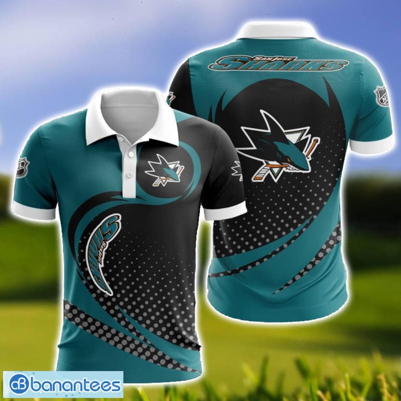 san jose sharks 3d printing logo team polo shirt for sport fans image San Jose Sharks 3D Printing Logo Team Polo Shirt For Sport Fans Product Photo 1