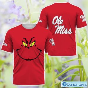 Ole Miss Rebels Grinch Face All Over Printed 3D TShirt Sweatshirt Hoodie Unisex For Men And Women Product Photo 3