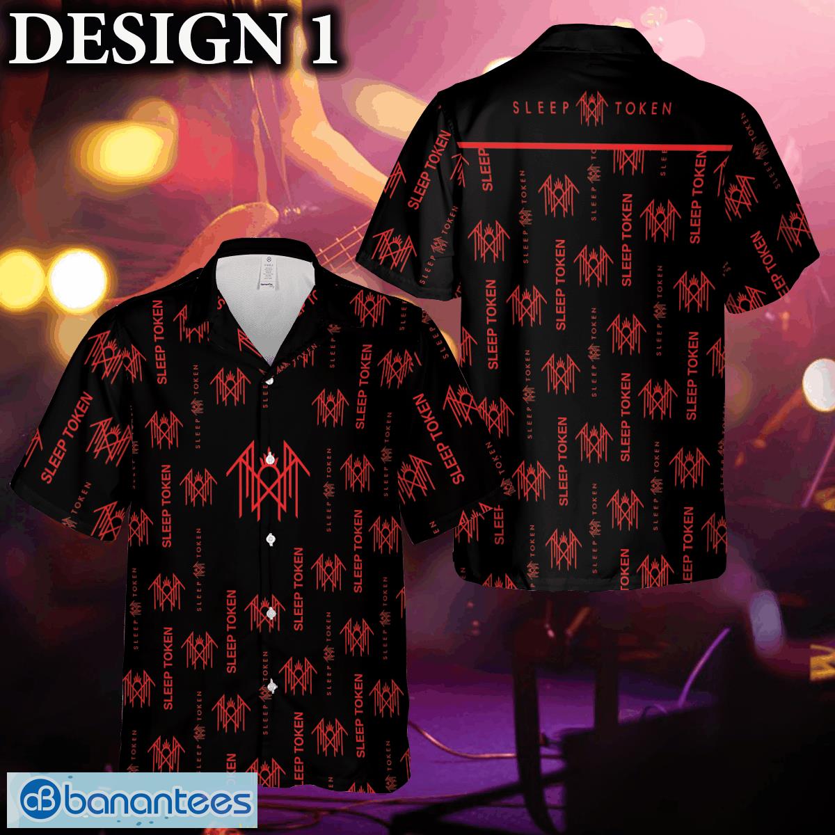 sleep token music band logo hawaiian shirt thunder and guitar black red for fans gift holidays image Sleep Token Music Band Logo Hawaiian Shirt Thunder And Guitar Black Red For Fans Gift Holidays - Sleep Token Hawaiian Shirt Logo Band Photo 1