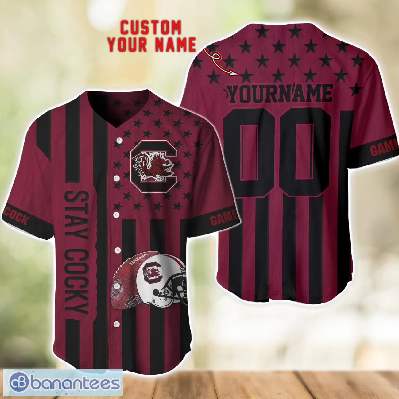 south carolina gamecocks custom name and number ncaa baseball jersey shirt image South Carolina Gamecocks Custom Name and Number NCAA Baseball Jersey Shirt Product Photo 1