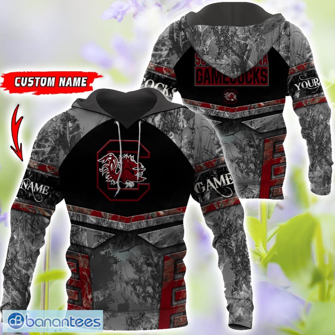 south carolina gamecocks grey black hunting 3d t shirt hoodie sweatshirt zip hoodie custom name image South Carolina Gamecocks Grey Black Hunting 3D T-Shirt Hoodie Sweatshirt Zip Hoodie Custom Name Product Photo 1