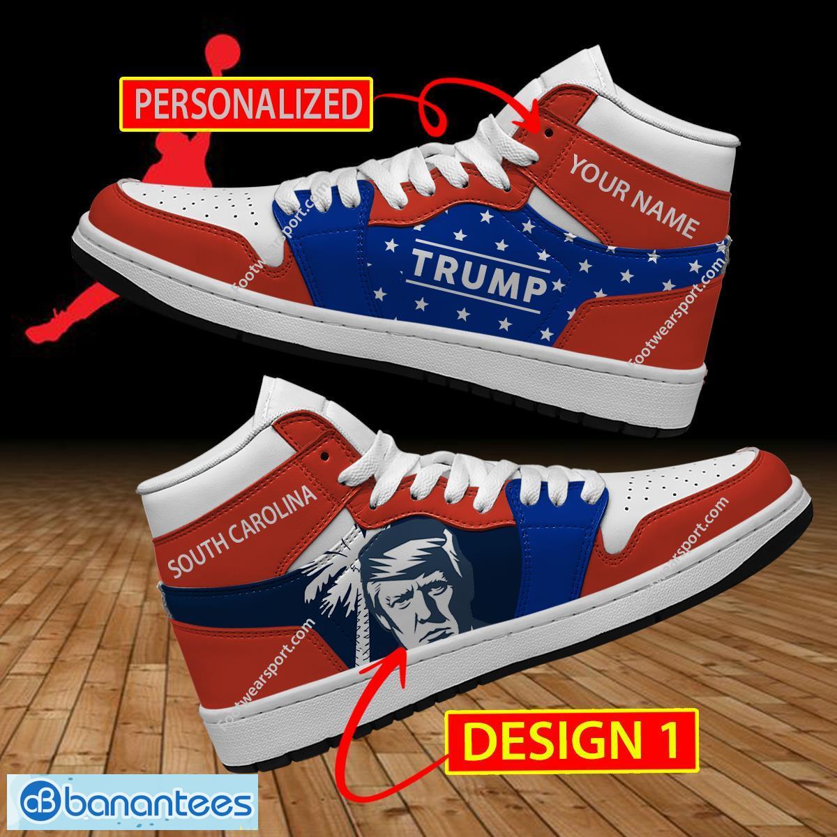 South Carolina State Flag Donald Trump Vote Air Jordan 1 HiighTop Sneaker Custom Name - South Carolina State Flag Donald Trump AJ1 Hightop Sneaker Personalized Style 1