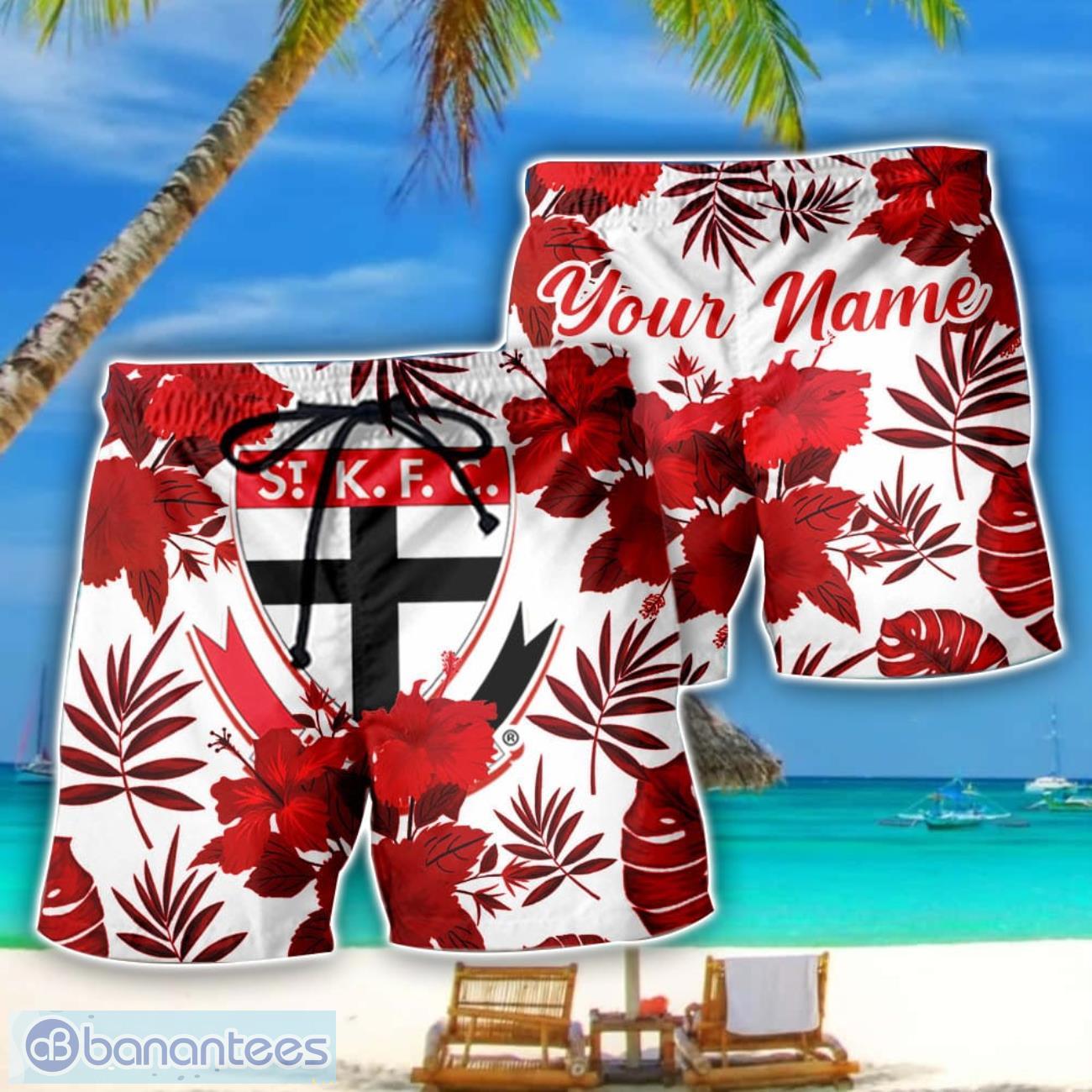 st kilda saints afl beach shorts personalized name image St Kilda Saints AFL Beach Shorts Personalized Name Product Photo 1
