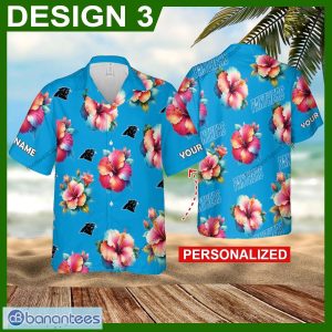 Custom Name NFL Carolina Panthers Ocean Aloha Hawaiian Shirt Flower Men And Women Gift - NFL Carolina Panthers 3D Hawaiian Shirt Flower Custom Name Style 3
