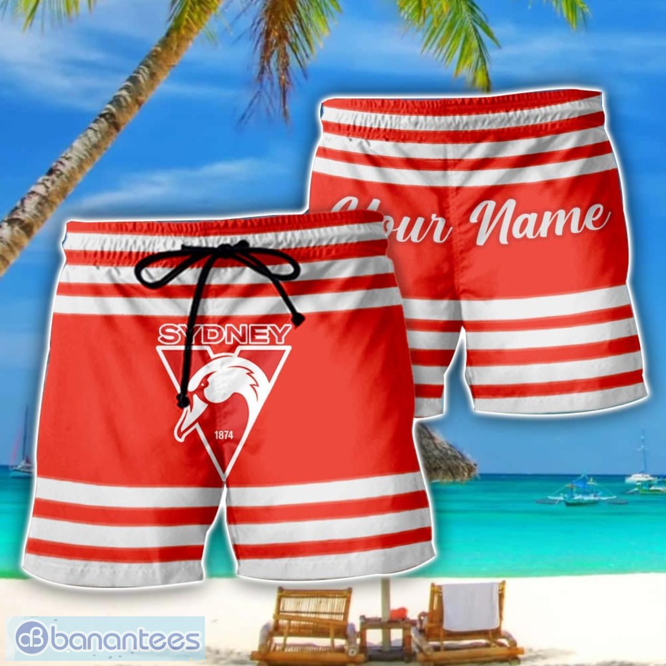 Sydney Swans AFL Beach Shorts Custom Name - Banantees