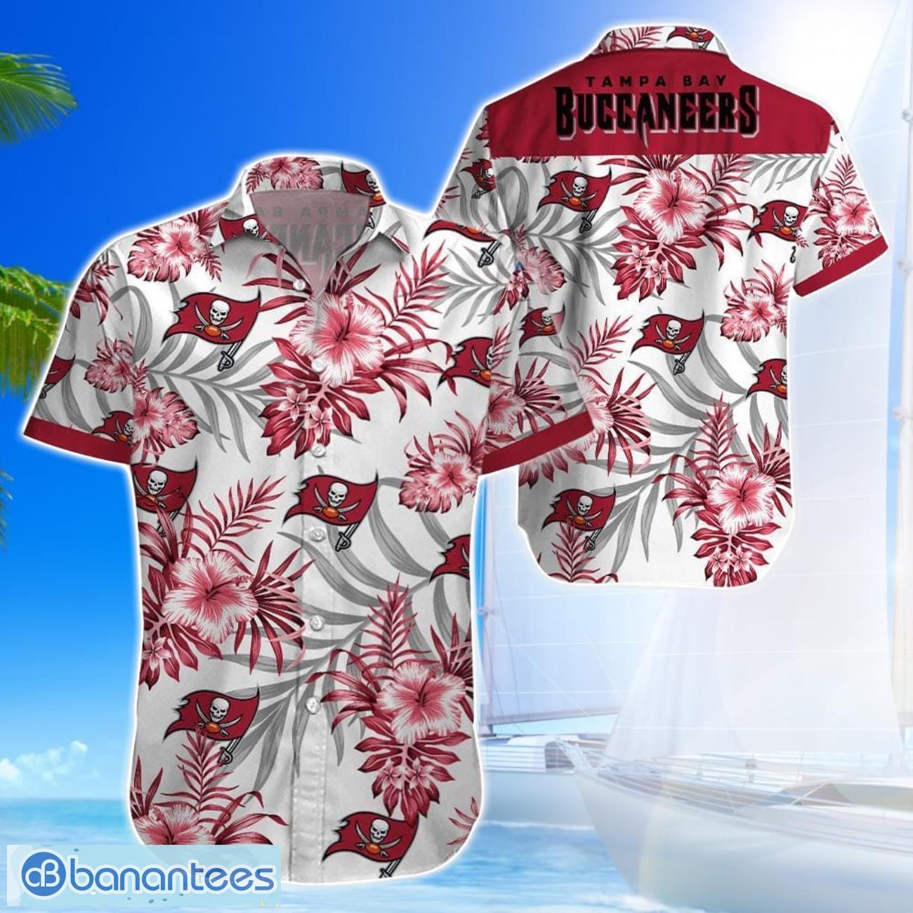 tampa bay buccaneersteam logo tropical 3d hawaiian shirt big fans gift image Tampa Bay BuccaneersTeam Logo Tropical 3D Hawaiian Shirt Big Fans Gift Product Photo 1