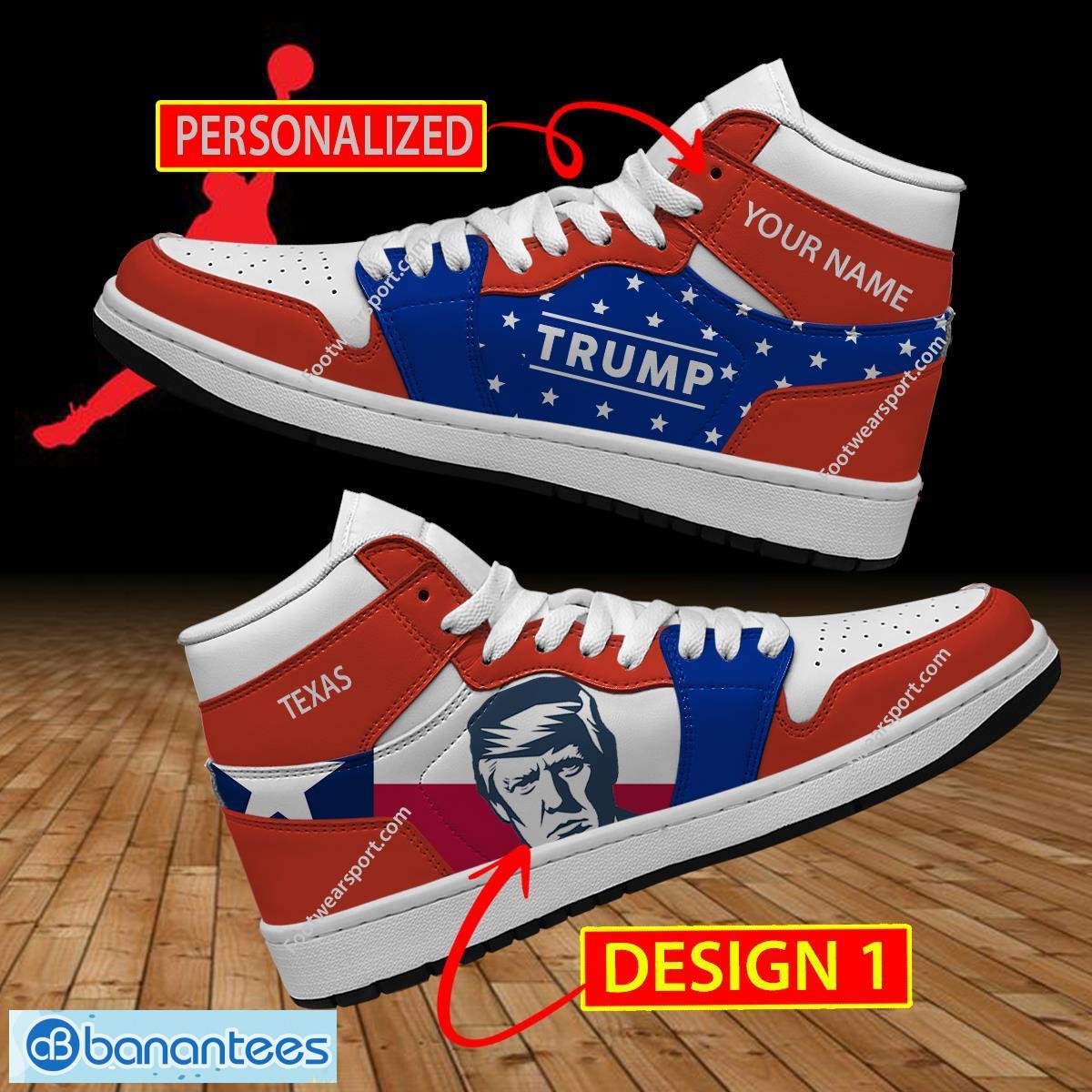 Texas State Flag Donald Trump Vote Air Jordan 1 HiighTop Sneaker Custom Name - Texas State Flag Donald Trump AJ1 Hightop Sneaker Personalized Style 1