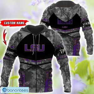 LSU Tigers Grey Black Hunting 3D T-Shirt Hoodie Sweatshirt Zip Hoodie Custom Name Product Photo 4