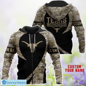 Texas Longhorns 3D Hoodie T-Shirt Sweatshirt Camo Pattern Veteran Custom Name Gift For Father's day Product Photo 2