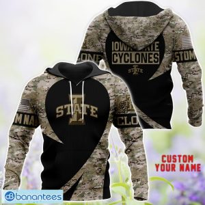 Iowa State Cyclones 3D Hoodie T-Shirt Sweatshirt Camo Pattern Veteran Custom Name Gift For Father's day Product Photo 1