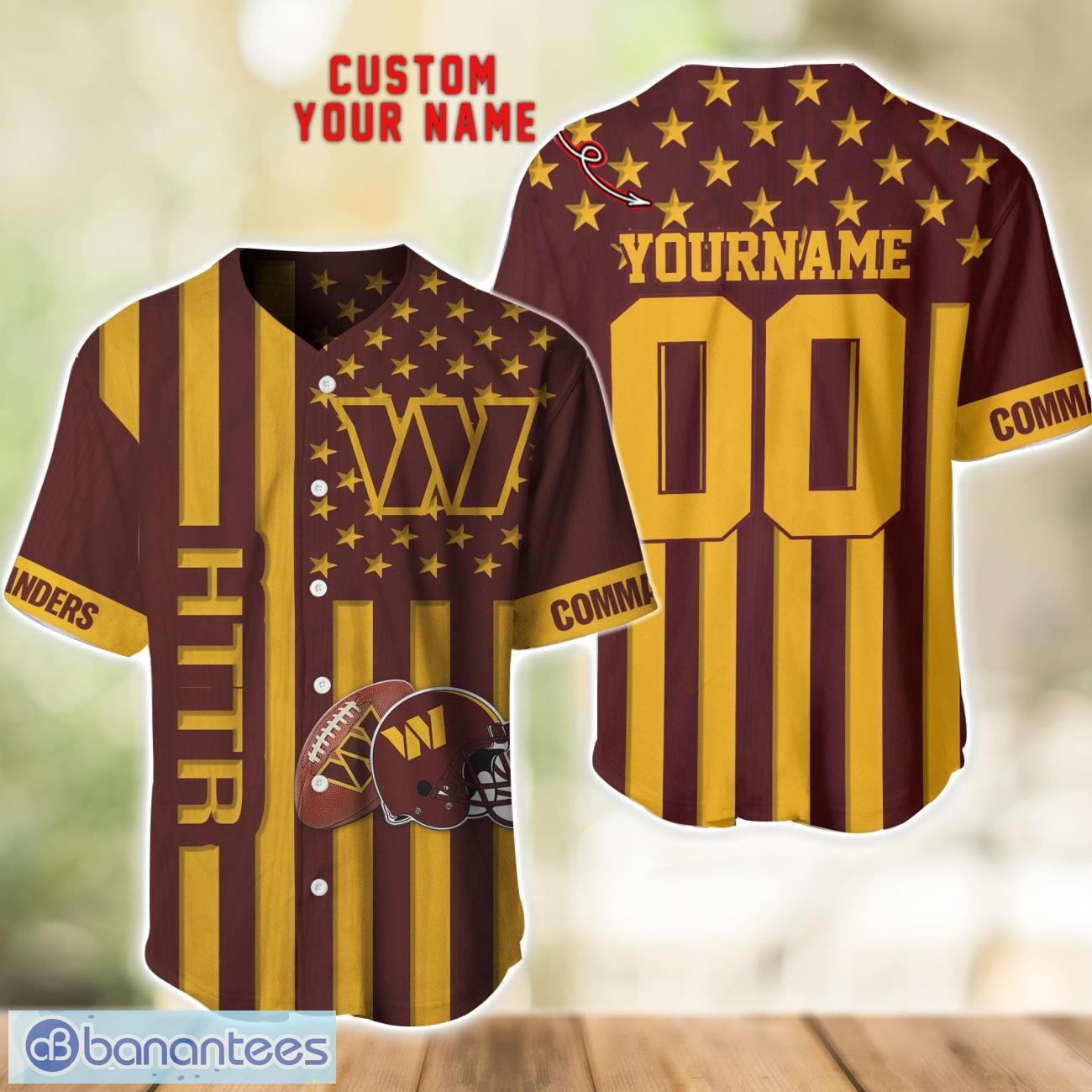 washington commanders custom name and number baseball jersey shirt image Washington Commanders Custom Name and Number Baseball Jersey Shirt Product Photo 1