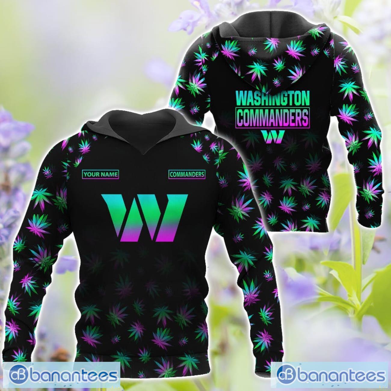 washington commanders personalized name weed pattern all over printed 3d tshirt hoodie sweatshirt image Washington Commanders Personalized Name Weed pattern All Over Printed 3D TShirt Hoodie Sweatshirt Product Photo 1