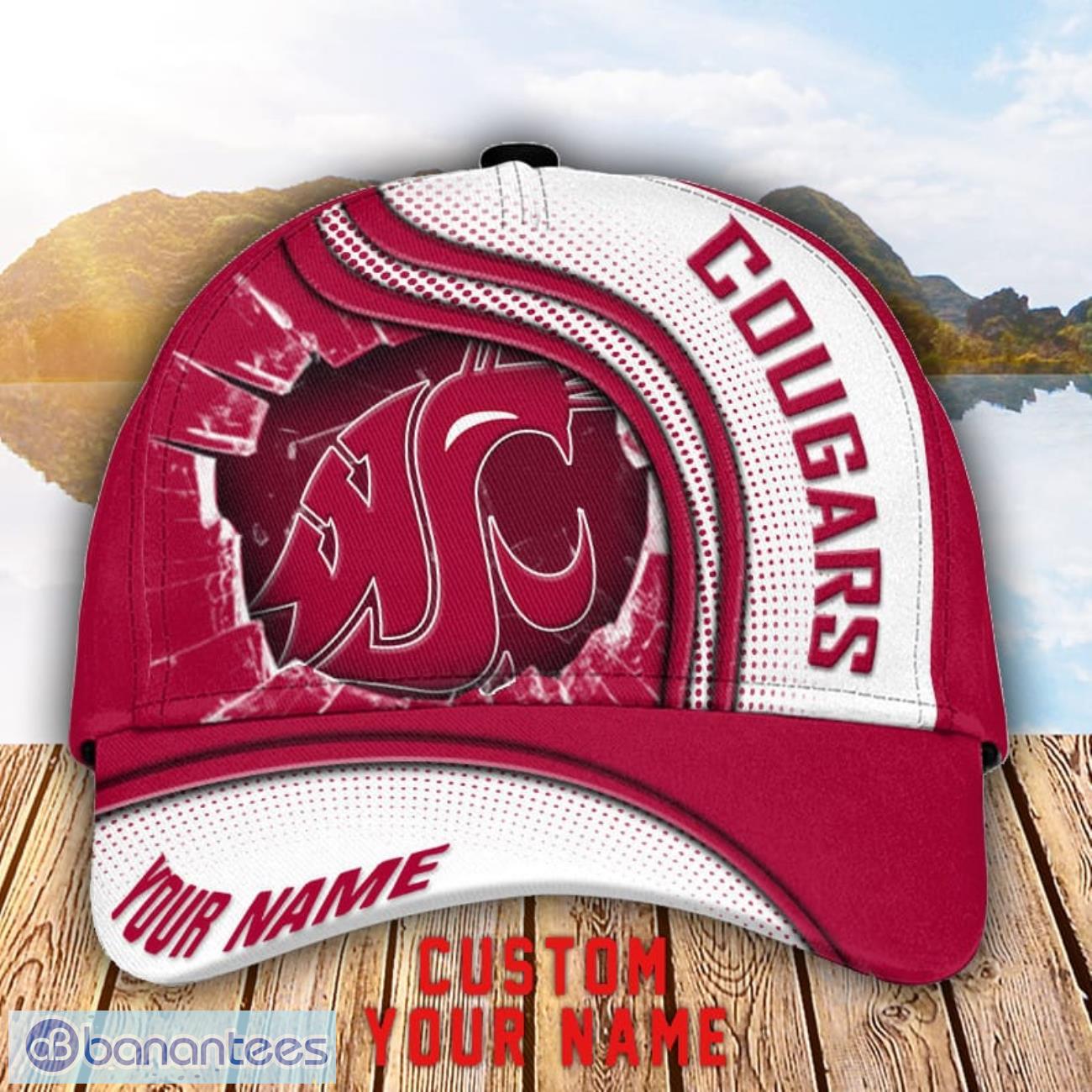 washington state cougars 3d cap custom name for fans sport gift image Washington State Cougars 3D Cap Custom Name For Fans Sport Gift Product Photo 1