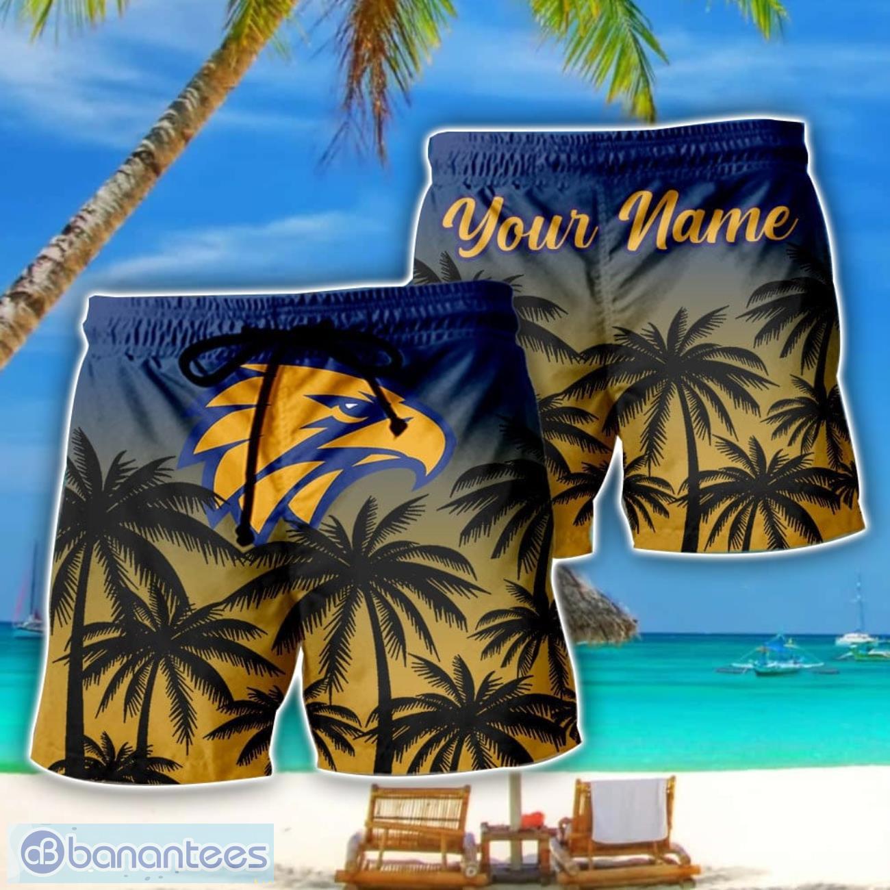west coast eagles afl coconut pattern tropical beach shorts for mens personalized name image West Coast Eagles AFL Coconut Pattern Tropical Beach Shorts For Mens Personalized Name Product Photo 1
