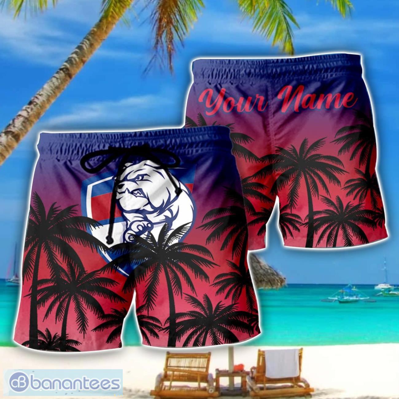western bulldogs afl coconut pattern tropical beach shorts for mens personalized name image Western Bulldogs AFL Coconut Pattern Tropical Beach Shorts For Mens Personalized Name Product Photo 1
