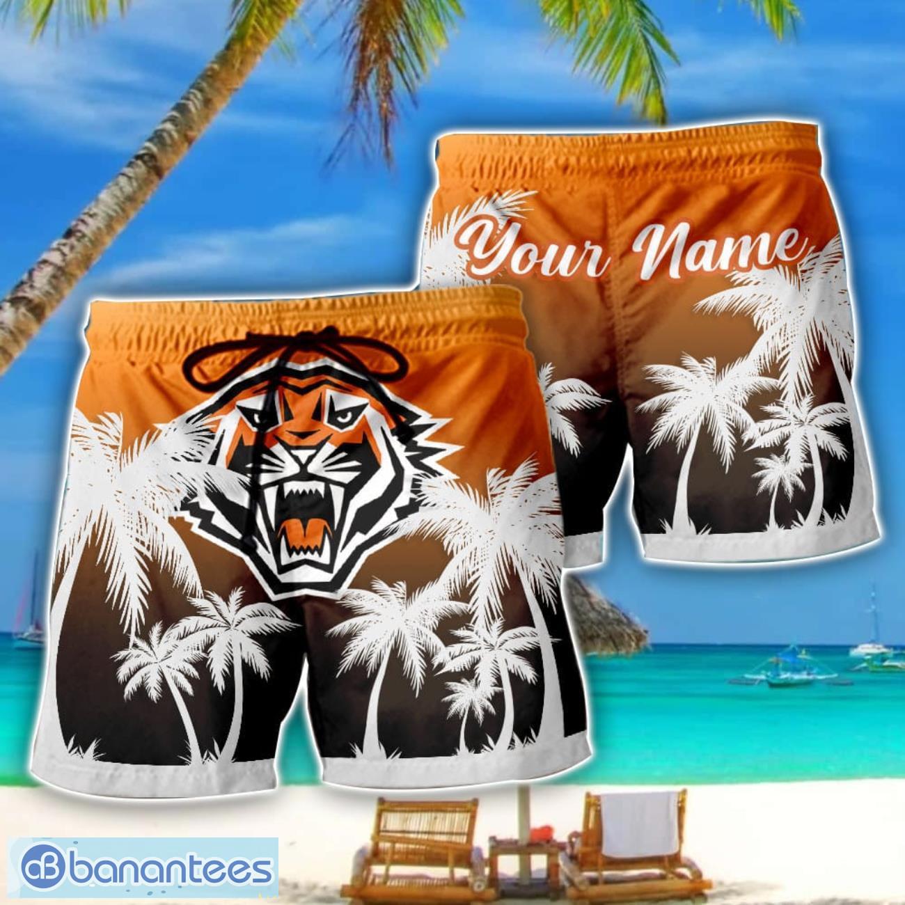 wests tigers nrl beach shorts custom name image Wests Tigers NRL Beach Shorts Custom Name Product Photo 1